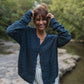 Tina Triangle Knit Cotton Cardigan in Teal Made to Order