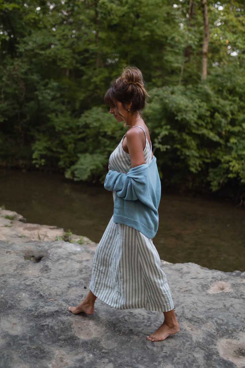 Kim Classic Cotton Cardigan in Light Blue