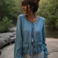 Kim Classic Cotton Cardigan in Light Blue Made to Order