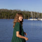 Eloise Handwoven Cotton Dress in Dark Green - XL Left