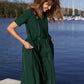 Eloise Handwoven Cotton Dress in Dark Green - XL Left