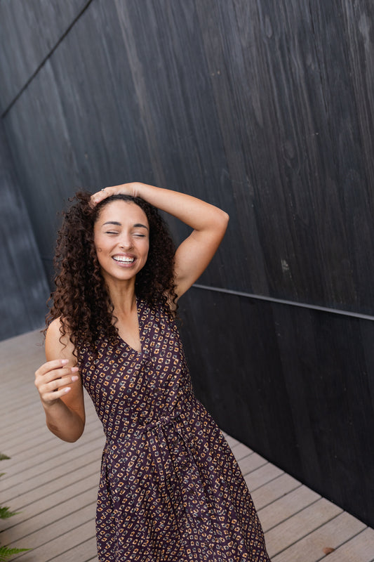June Dress in Plum Tie Dye Linen Made to Order