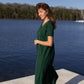 Eloise Handwoven Cotton Dress in Dark Green - XL Left