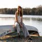 Katie Handwoven Cotton Set in Grey and White Stripe - S, M and L Left