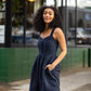 Mia Linen Dress in Navy