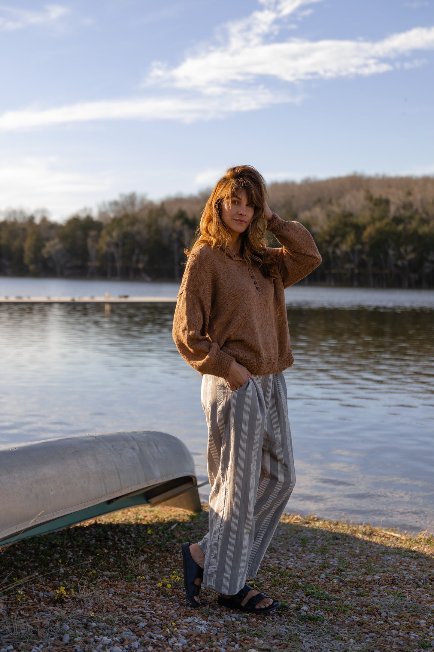 Dorothy Cotton Sweater in Mauve Brown Made to Order