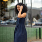 Mia Linen Dress in Navy