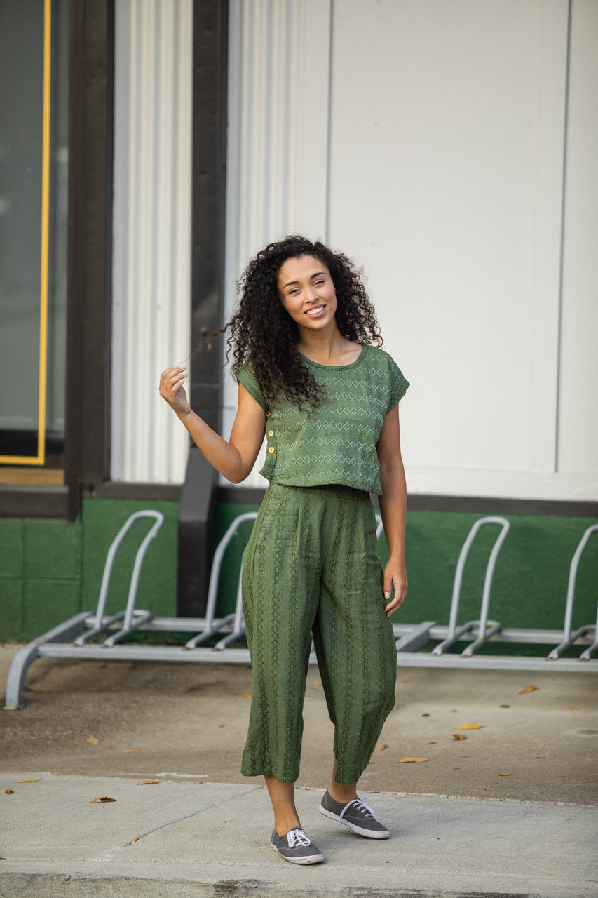 Katie Handwoven Cotton Green Check Made to Order