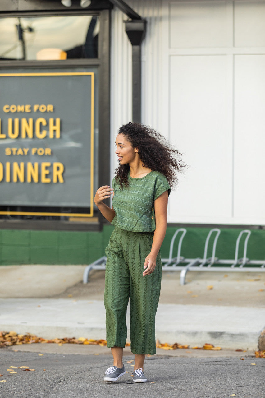 Katie Handwoven Cotton Green Check Made to Order