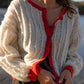 Agnes Mohair Cardigan in Natural White and Red