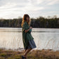 Paige Handwoven Cotton Relaxed Shirt Dress in Green Check