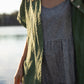 Lena Tiered Linen Dress in Chambray Denim Linen - XS, XL, and XXL Left