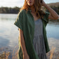 Lena Tiered Linen Dress in Chambray Denim Linen - XS, XL, and XXL Left