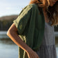Lena Tiered Linen Dress in Chambray Denim Linen - XS, XL, and XXL Left