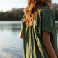 Paige Handwoven Cotton Relaxed Shirt Dress in Green Check