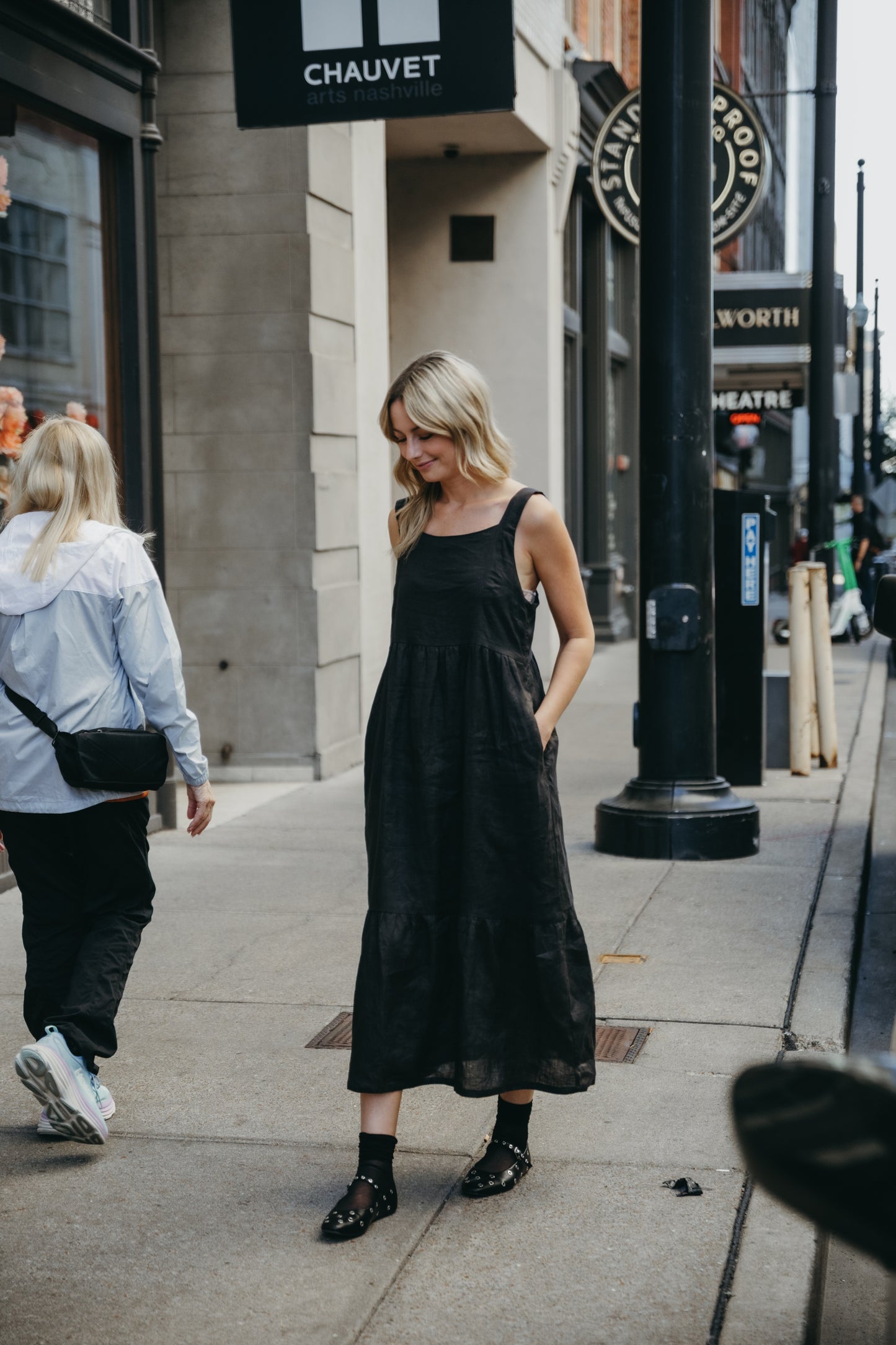 Long Lena Tiered Linen Dress in Dark Brown