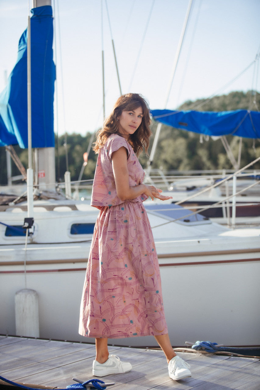 Claudia Mauve Paint Print Made to Order Set and Dress