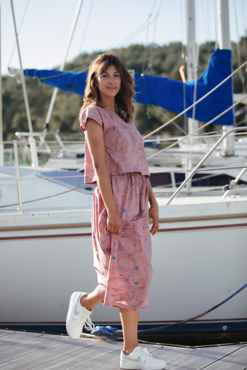 Claudia Mauve Paint Print Made to Order Set and Dress