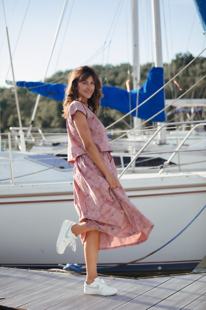 Claudia Mauve Paint Print Made to Order Set and Dress