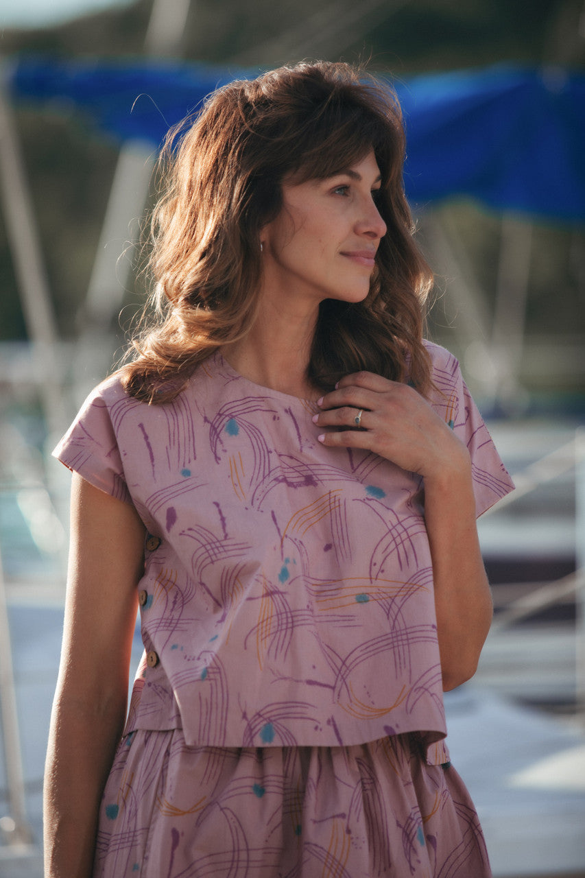 Claudia Mauve Paint Print Made to Order Set and Dress
