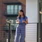Katie Handwoven Cotton Separates - M Silver Cropped Pants