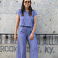 Katie Handwoven Cotton Separates - M Silver Cropped Pants