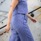 Katie Handwoven Cotton Set in Periwinkle and Kelly Green - XS Pants Left