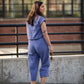 Katie Handwoven Cotton Separates - M Silver Cropped Pants
