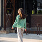Hand Knit Nepali Wool Jill Sweater in Emerald Green Made to Order