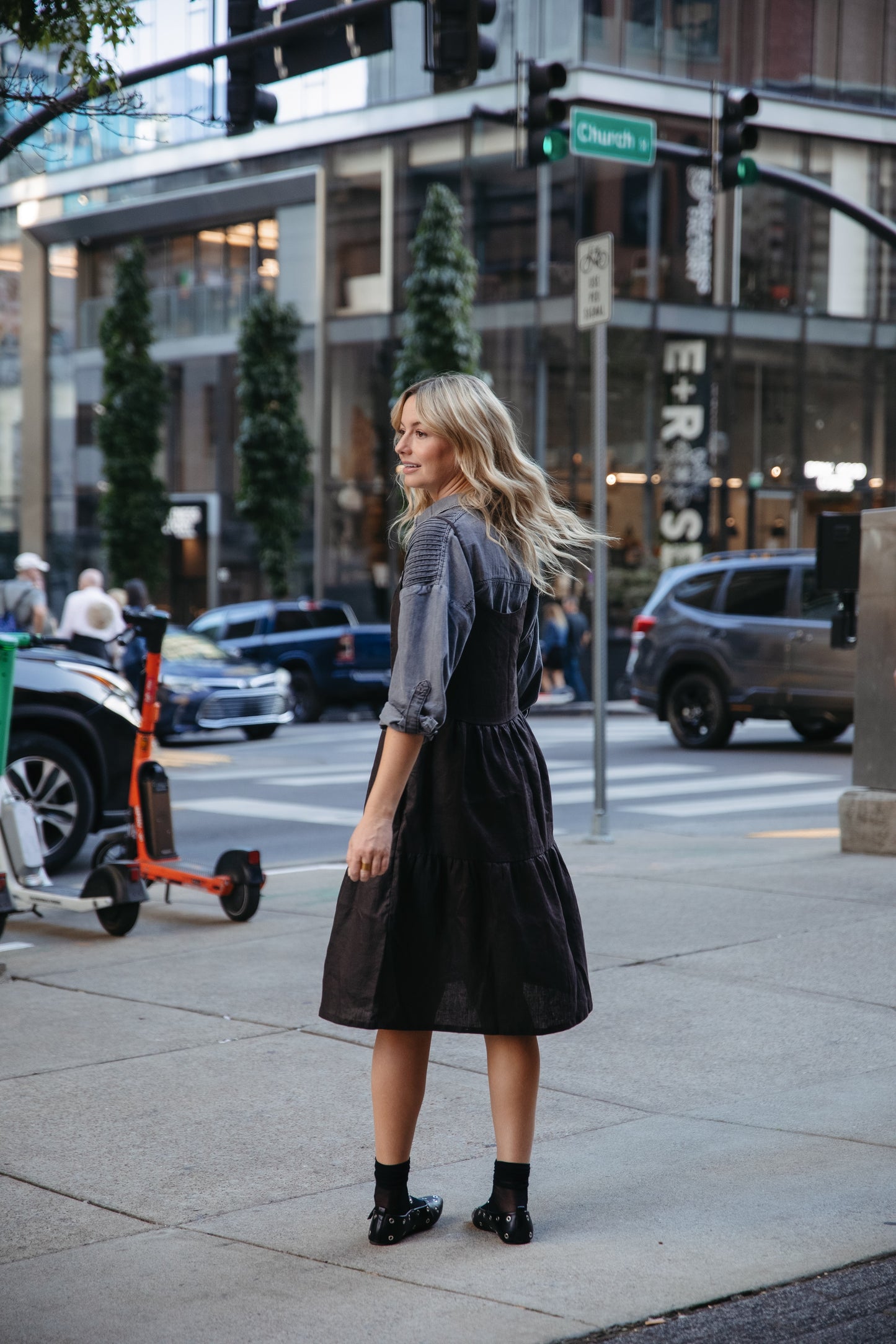 Lena Tiered Linen Dress in Dark Brown