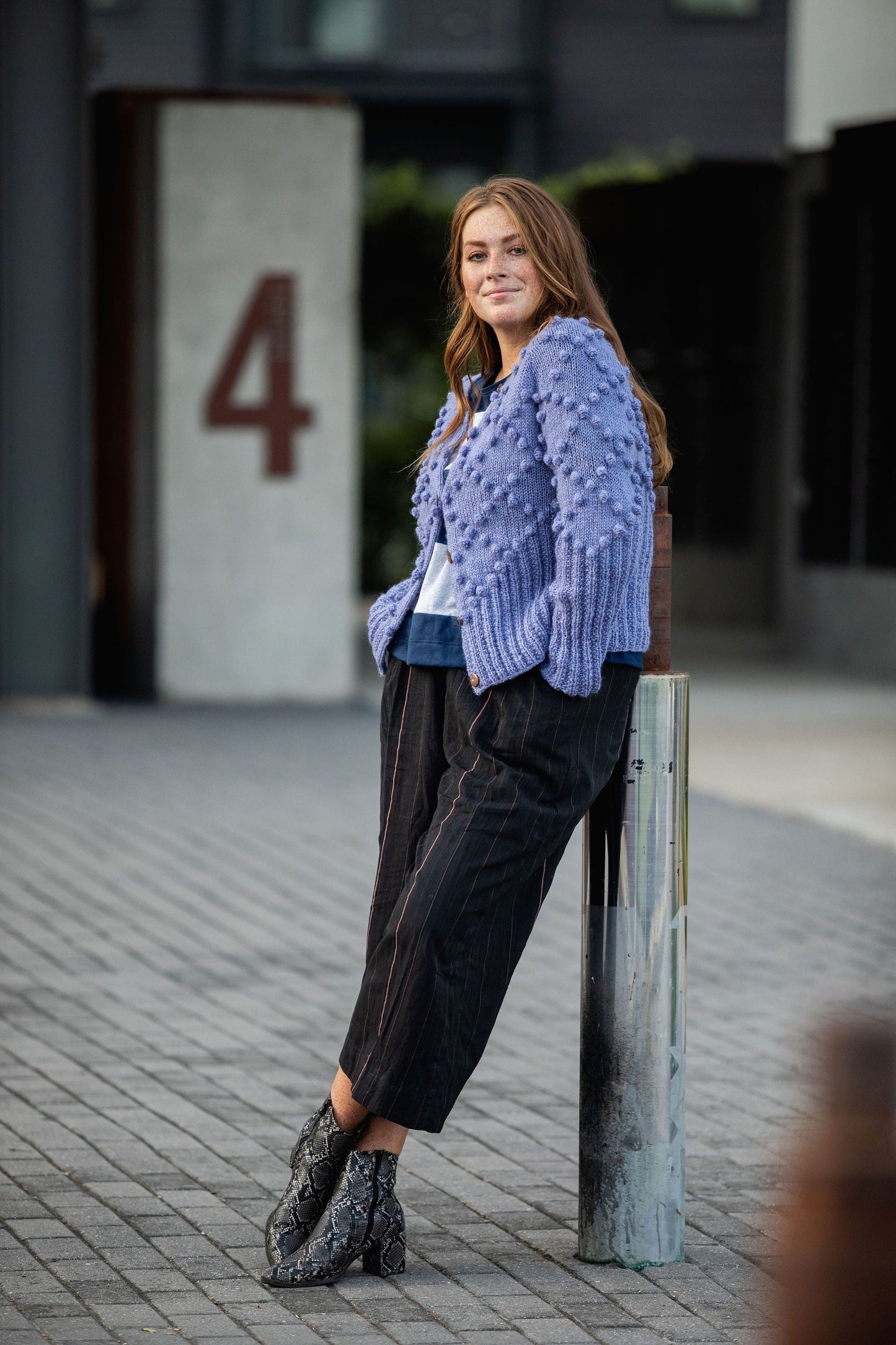 Hand Knit Nepali Wool Jill Sweater in Cobalt