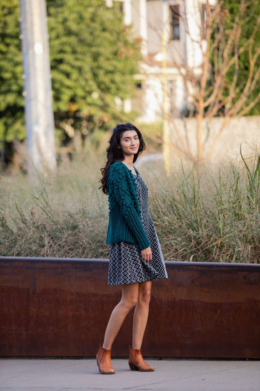 Hand Knit Nepali Wool Jill Sweater in Emerald Green