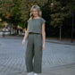 Katie Handwoven Cotton Set in Green Gingham - XXL Pants, M Shirt Left
