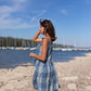 Katarina Handwoven Cotton Dress in Teal Plaid
