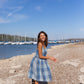 Katarina Handwoven Cotton Dress in Teal Plaid