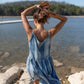 Katarina Handwoven Cotton Dress in Teal Plaid
