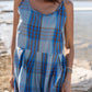 Katarina Handwoven Cotton Dress in Teal Plaid
