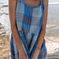 Katarina Handwoven Cotton Dress in Teal Plaid