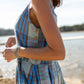 Katarina Handwoven Cotton Dress in Teal Plaid