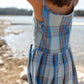 Katarina Handwoven Cotton Dress in Teal Plaid