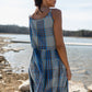 Katarina Handwoven Cotton Dress in Teal Plaid