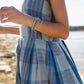 Katarina Handwoven Cotton Dress in Teal Plaid