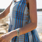 Katarina Handwoven Cotton Dress in Teal Plaid