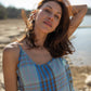 Katarina Handwoven Cotton Dress in Teal Plaid