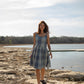 Katarina Handwoven Cotton Dress in Teal Plaid