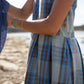 Katarina Handwoven Cotton Dress in Teal Plaid