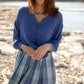 Katarina Handwoven Cotton Dress in Teal Plaid