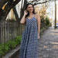 Linen Faro Dress in Grey and White Plaid Made to Order