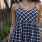 Linen Faro Dress in Grey and White Plaid Made to Order