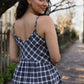 Linen Faro Dress in Grey and White Plaid Made to Order
